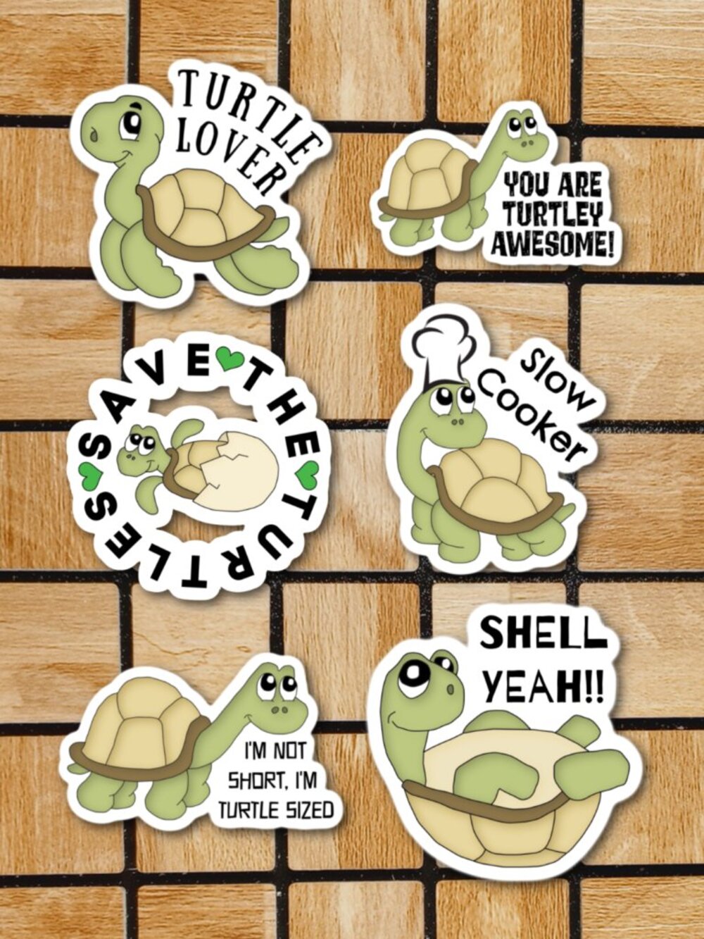 Cute Turtle Sticker Pack of 6 Vinyl Stickers Waterproof Die Cut Sticker Set